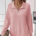 thumbnail image 5 of Diufon Womens Fall Blouses Casual Solid Color Pullover Tops Half Zipper Long Sleeve Tops, 5 of 5