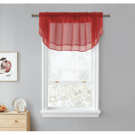 Kate Aurora Living Crystal Sheer Double Layered Rod Pocket Ascot Window Valances - Assorted Colors