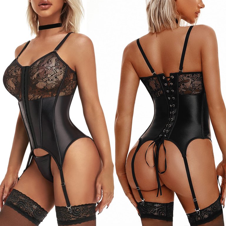 Inevnen Corset Lingerie for Women Lace Bustier Garter Straps