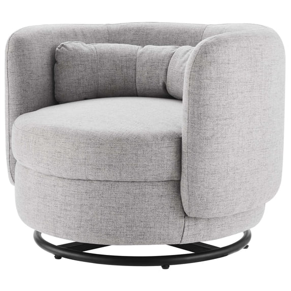 Armchair Swivel Accent Chair, Black Grey Gray, Fabric, Modern Contemporary, Living Lounge Cafe Room Hotel Lobby Hospitality