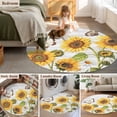 thumbnail image 5 of Round Rug 3.3Ft Washable Non-Slip, Yellow Sunflowers Circle Area Rugs for Living Room Bedroom, Vintage Country Flowers Butterfly Wood Board Indoor Floor Mats Carpet Runner for Home Decor Aesthetic, 5 of 8
