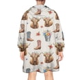 thumbnail image 2 of Beige Highland Cow Boot Flower Pattern Wearable Oversized Blanket,Wearable Blanket Hoodie for Adults,Cozy Hooded Blankets with Super Pockets,Super Warm Fuzzy Pullover for Women & Men, 2 of 6