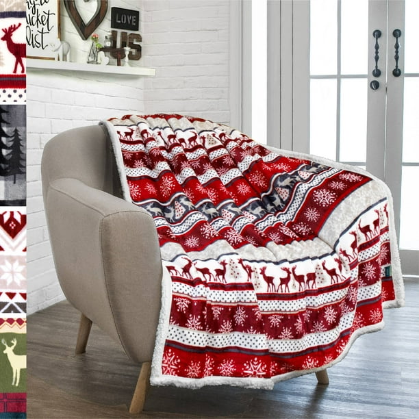 PAVILIA Premium Plush Sherpa Throw Christmas Blanket | Soft, Warm, Cozy,  Reversible Microfiber Winter Cabin Throw | Plaid Holiday Blanket 50 x 60 -  Walmart.com