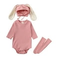 thumbnail image 2 of IROINID en Solde Barboteuse pour Bébé à Manches Longues Printemps Bébés Filles Garçons Mignon Rabbit Barboteuse Bouton Chandail Combinaisons avec Chapeau et Chaussettes,Pink, 2 of 8