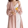 thumbnail image 4 of Minnieouse Ropa de dormir de estilo informal con abertura frontal de primavera para mujer, de dormir de manga larga Simple para niñas, ropa Vestidos Marrón S, 4 of 6