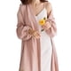 thumbnail image 2 of Qarigey Ropa de dormir de estilo informal con abertura frontal de primavera para mujer, de dormir de manga larga Simple para niñas, ropa Vestidos Marrón S, 2 of 6