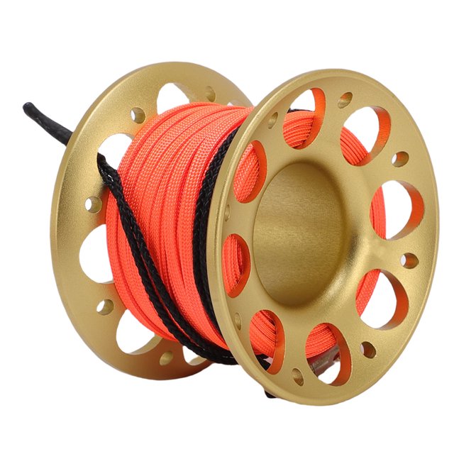 Aluminum Fishing Line Reel, Diving Spool, Diving Reel, Aluminum Marker Line Deployment with Stainless Steel Double Hook for Outdoor Boating Marine Operations