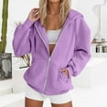 thumbnail image 5 of Women's Hoodies And Sweatshirts Stylish Solid Zip Up Jacket For Everyday Wear Long Sleeve Coat Womens Long Pullover Tops Long Sleeve Hoodie Sweatshirt Women Lined Pullover Womens plus Size Hoodie Long, 5 of 5