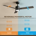 thumbnail image 3 of Vagizm Ceiling Fan with Light Remote: 52 Inch Modern Bedroom Fans with Dimmable Tri-Color Temperature LED - Quiet Reversible DC Motor - Indoor Outdoor (Black+Walnut), 3 of 7