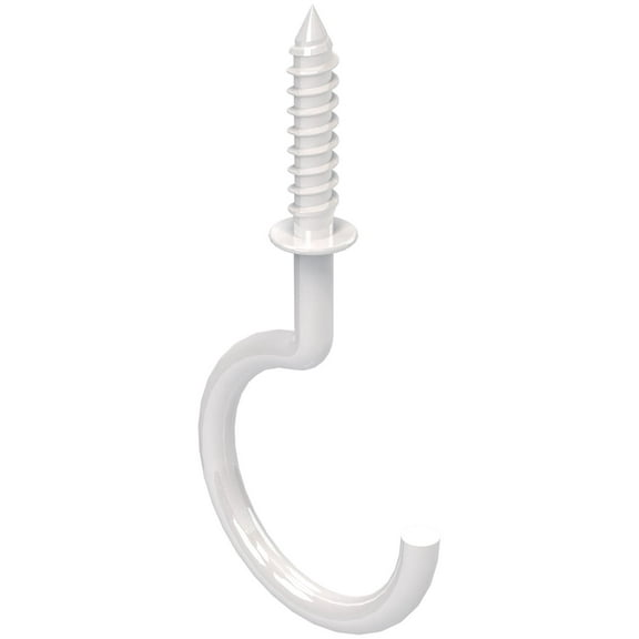 National Hardware Vinyl Coated Steel Outdoor Hook, 1-1/2", Safe Working Load 15 Lbs, White