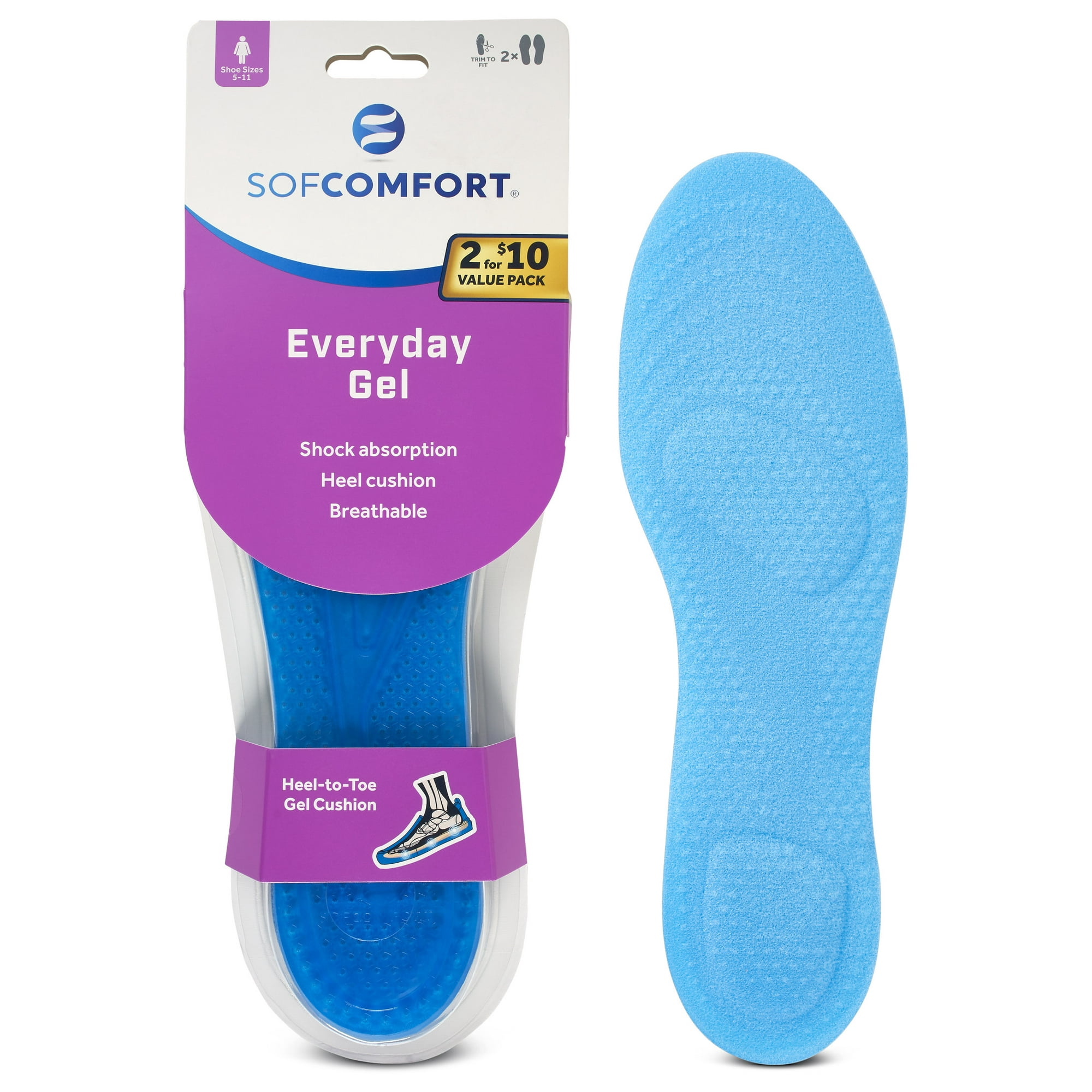 Sof Comfort Everyday Gel Insole 2-Pack
