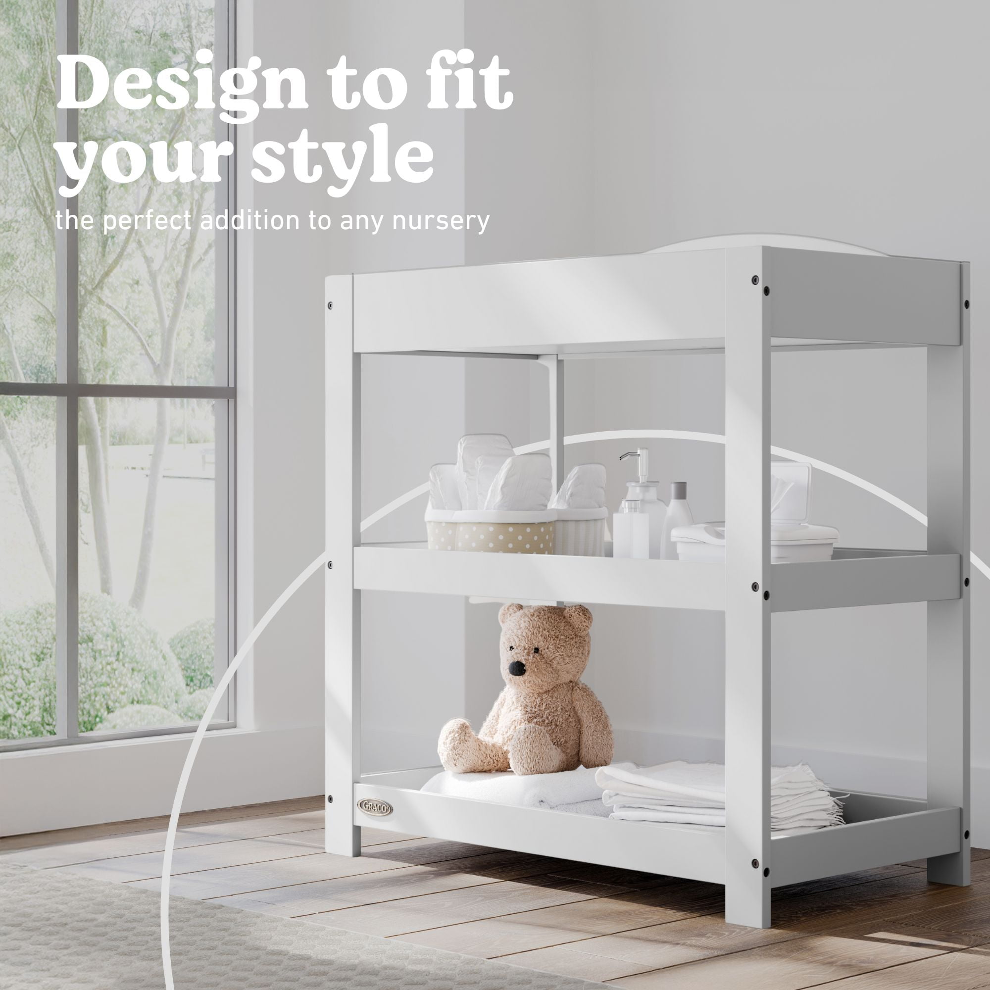 Graco Customizable Infant Changing Table with Changing Pad, Pebble Gray