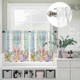 thumbnail image 5 of Kitchen Window Curtains Valance and Tier Set, Easter Egg Rabbit Wood Plank Rod Pocket Tier Curtain Valance Set, Spring Pastoral Flower Leaf Light Filtering Cafe Curtains for Bedroom Living Room, 5 of 9