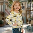 thumbnail image 3 of Xoenoiee Bee Daisy Honeycomb Print Girls T Shirt Basic Long Sleeve Blouse Casual Tee Lightweight Tunic Tops Outfits Fall Clothes with Tie Front, 9-10 Year, 3 of 7