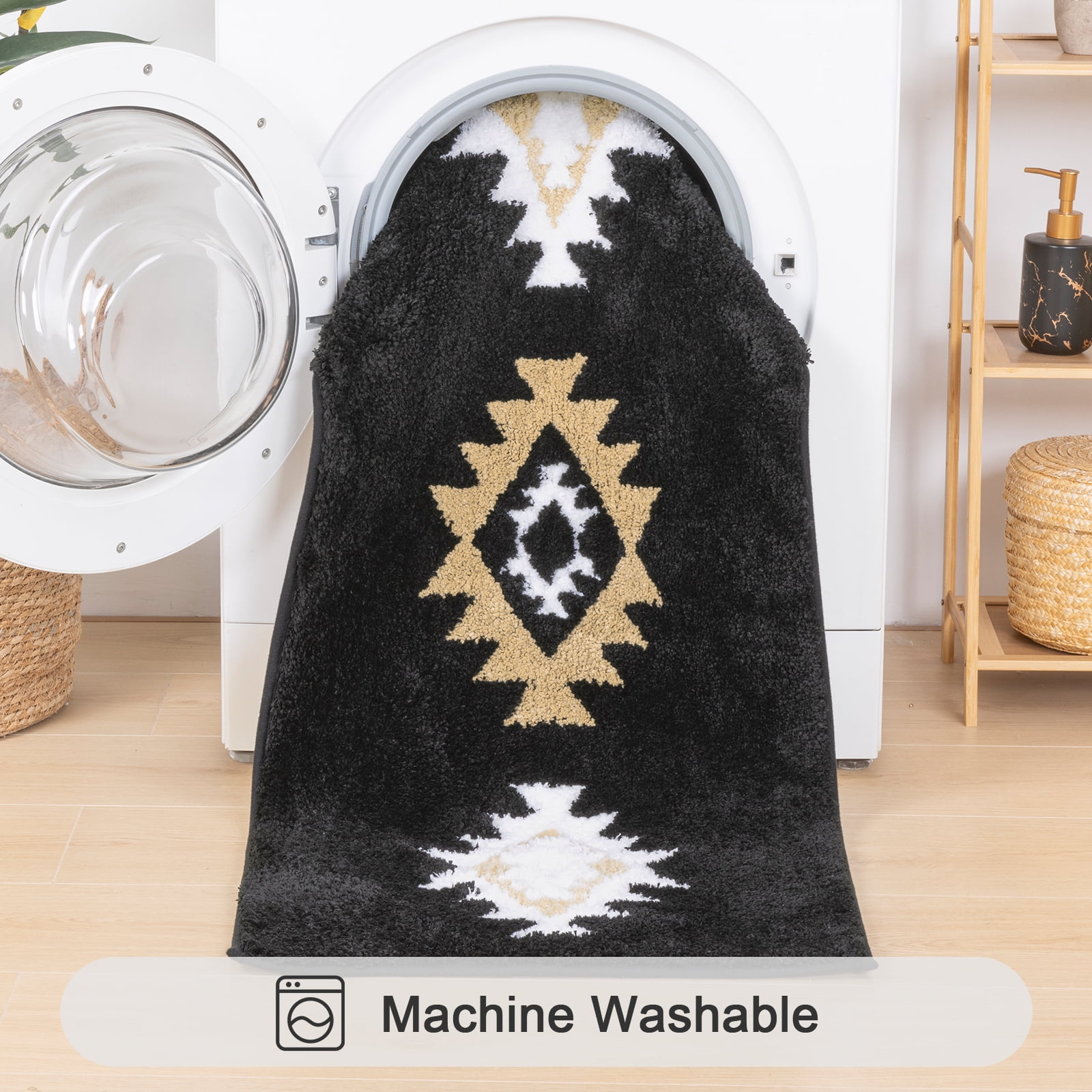 Bathroom Rugs Sets 4 Piece with Toilet Lid Cover, Non Slip Bathroom Mats Extra Soft Bath Rugs Absorbent Shaggy Rugs Perfect Plush Mats U-Shaped Toilet Rug and Toilet Cover