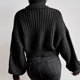 thumbnail image 5 of Suéter De Punto De Las Mujeres Suéter De Cuello Alto De Las Mujeres Suéter Casual De Las Mujeres Suéter De Las Mujeres Suéter De Hombro Caído Suéter De Punto Suéter De ANGGREK XL negro, 5 of 6