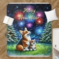 thumbnail image 4 of Happy New Year Corgi Family Cheer Winter Midnight Firework Cozy Sherpa Blanket Welsh Corgi Dog Lover Gifts Idea Warm Soft Throw Blanket - 02025, 4 of 5