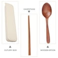 thumbnail image 7 of Worgeous 3Pcs Wooden Spoon Chopsticks Set Portable Cutlery Set Practical Dinnerware Kit with Box for Party Travel Picnic (Assorted Color), 7 of 7