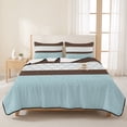 thumbnail image 3 of King Quilt Set 96''x106'', Blue Brown Morocco Lightweight Bedspread Coverlet Set with 2 Pillow Shams, Geometric Stripes Aqua Stitching Breathable All Season Quilt Bedding for Bedroom/Guest Room, 3 of 9