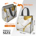 thumbnail image 3 of White and Gold Marble Pattern Insulated Lunch Bag for Women Men, Large Portable Soft Cooler Tote, Thermal Food Storage Bag with Pearl Cotton, 8.66L, 8.75"x5.75"x9.5", 3 of 6