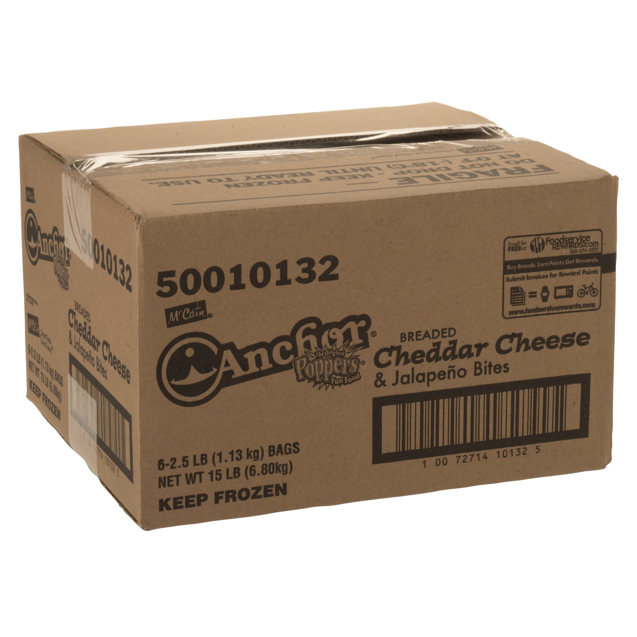 Case of 6, Mccain, Anchor, Breaded Cheddar Cheese And Jalapeno Popper Bites, 2.5 lbs.