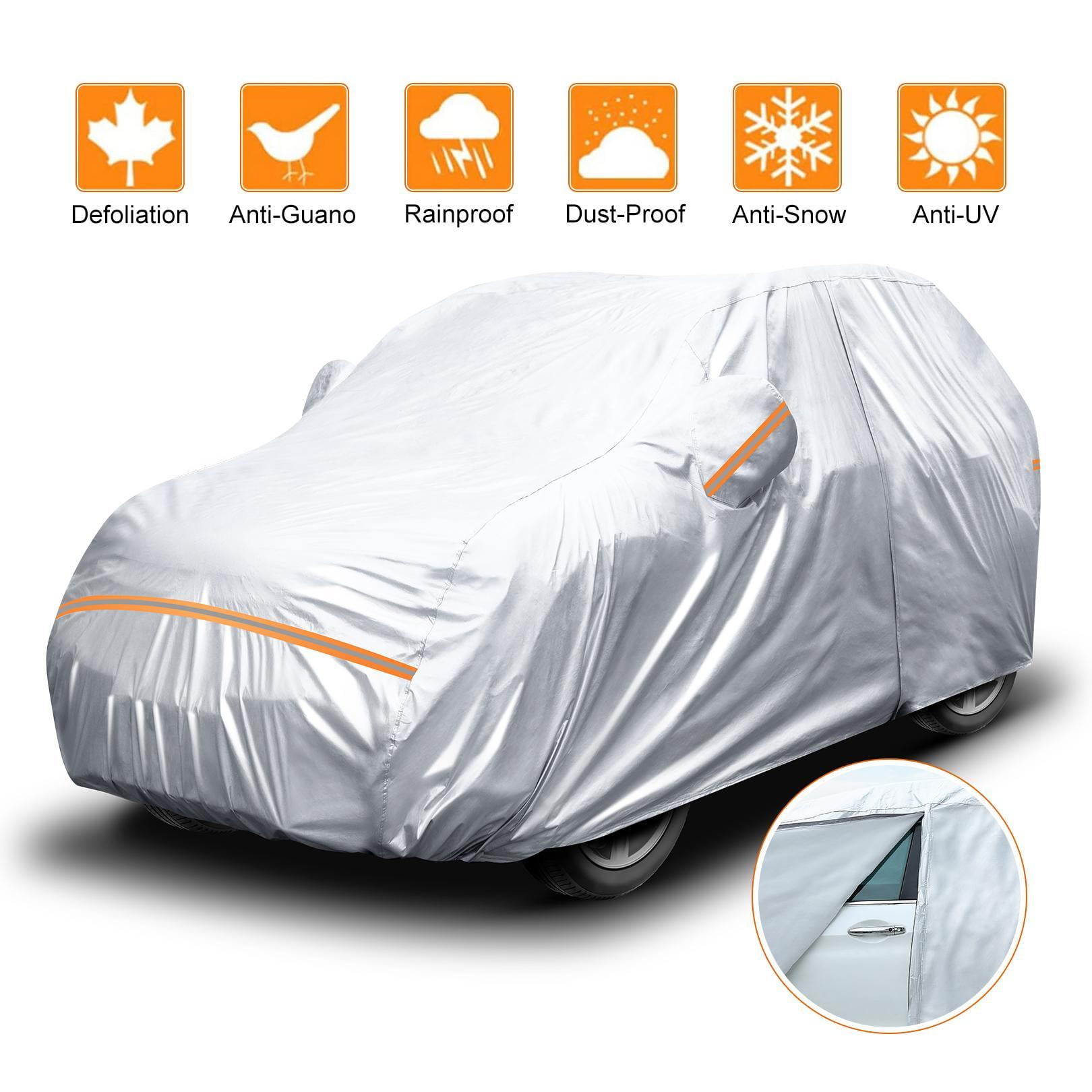 6 Layers Car Cover Waterproof All Weather for Automobiles, Outdoor Full  Cover Rain Sun UV Protection with Zipper Cotton,Universal Fit for