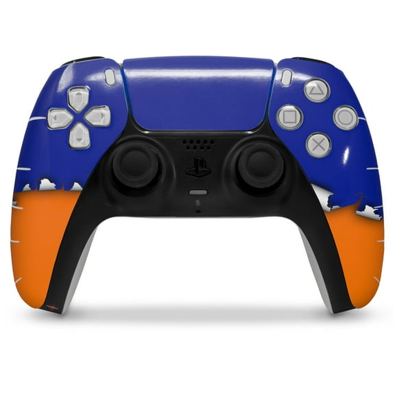 WraptorSkinz Skin Wrap compatible with the Sony PS5 DualSense Controller Ripped Colors Blue Orange (CONTROLLER NOT INCLUDED)