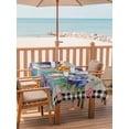 thumbnail image 2 of Outdoor Tablecloth with Umbrella Hole for Patio/Picnic/Party/Camping, Hello Spring Waterproof Table Cloth Rectangle Table Cover Washable, Pastoral Purple Bottle Floral Wooden Plaid (60"x 120"), 2 of 8