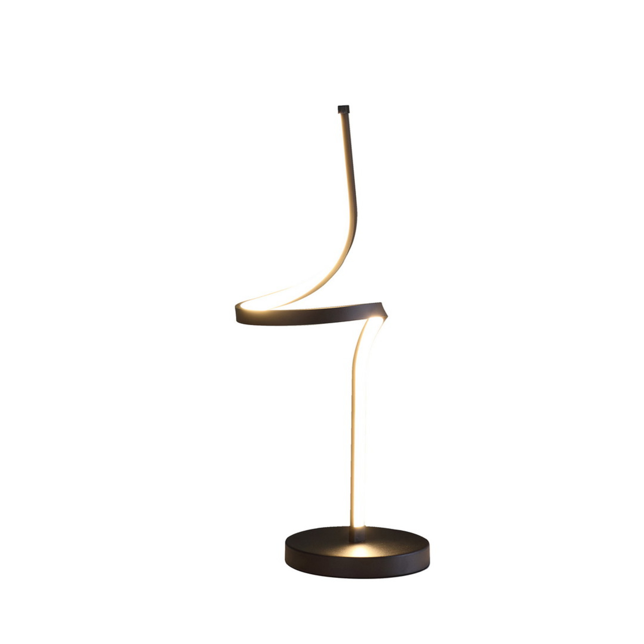 Noble House Apollo 22" Spiral LED Table Lamp, 10W Integrated Light, Inline Switch, for Small Space, Matte Black