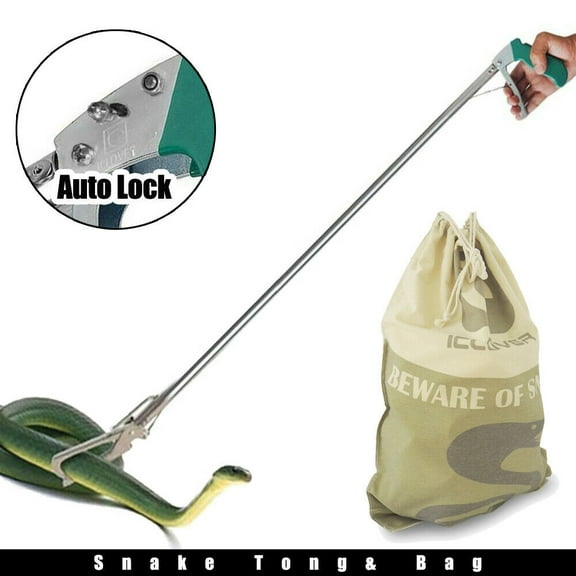 Homeya 47" Snake Reptile Tongs Catcher Stick  27.5" Canvas Snake Bag, Heavy Duty Handling Tool