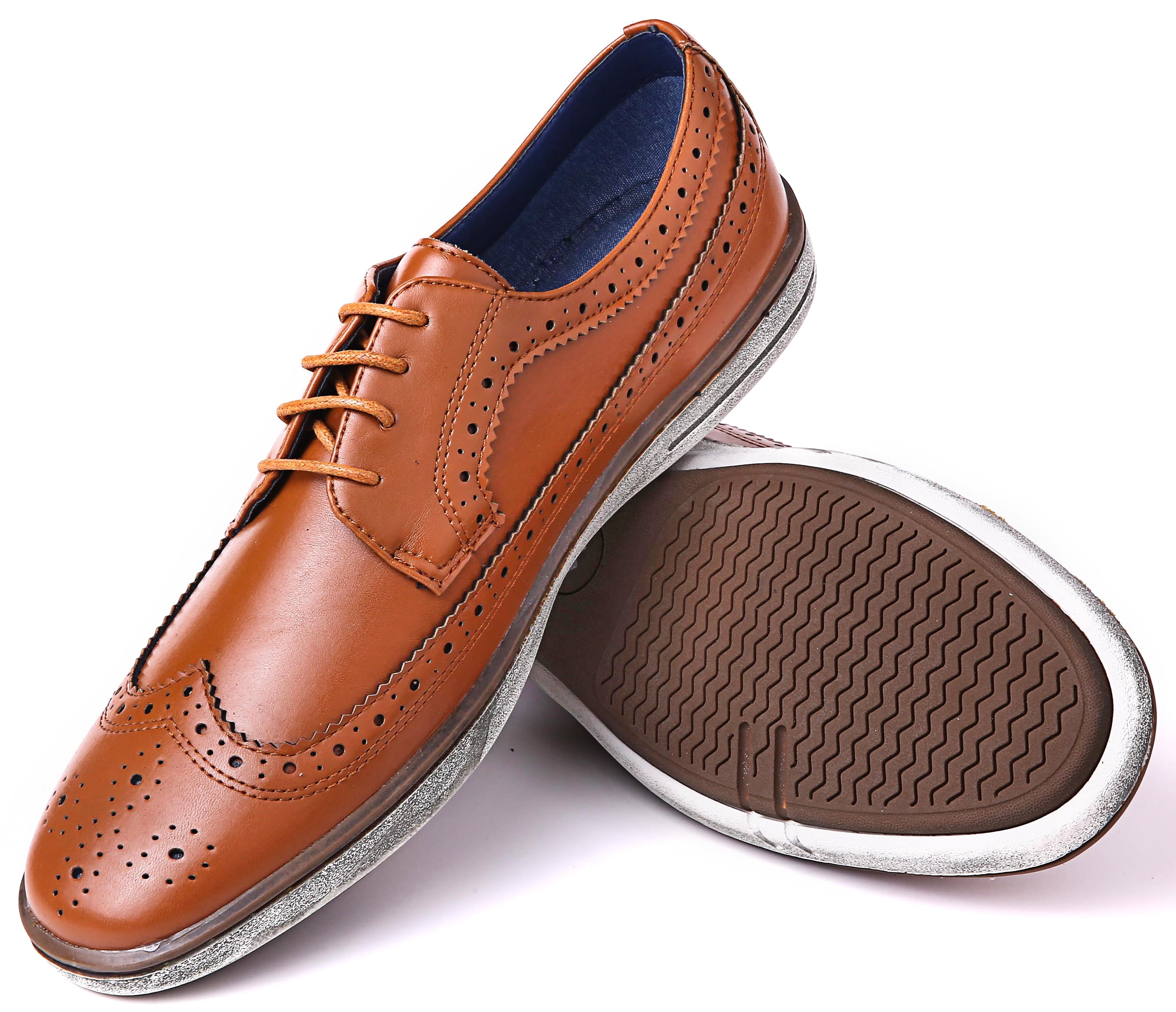 Mio Marino Round Toe Casual Brogue Design Dress Shoes for Men