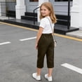 thumbnail image 4 of Kukoosong Girls' Elastic Waist Capri Pants with Pockets, Soft Stretchy Cropped Pants for Casual Summer Daily Wear, School Playtime, Loose Straight Leg Pants for Girls, 4 of 6