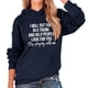 thumbnail image 2 of Sudadera con capucha Manga larga Cordón Suelto Cómodo Diseño de patrón de letras Poliéster Sudadera de mujer para uso diario Azul marino (letras blancas) S, 2 of 6