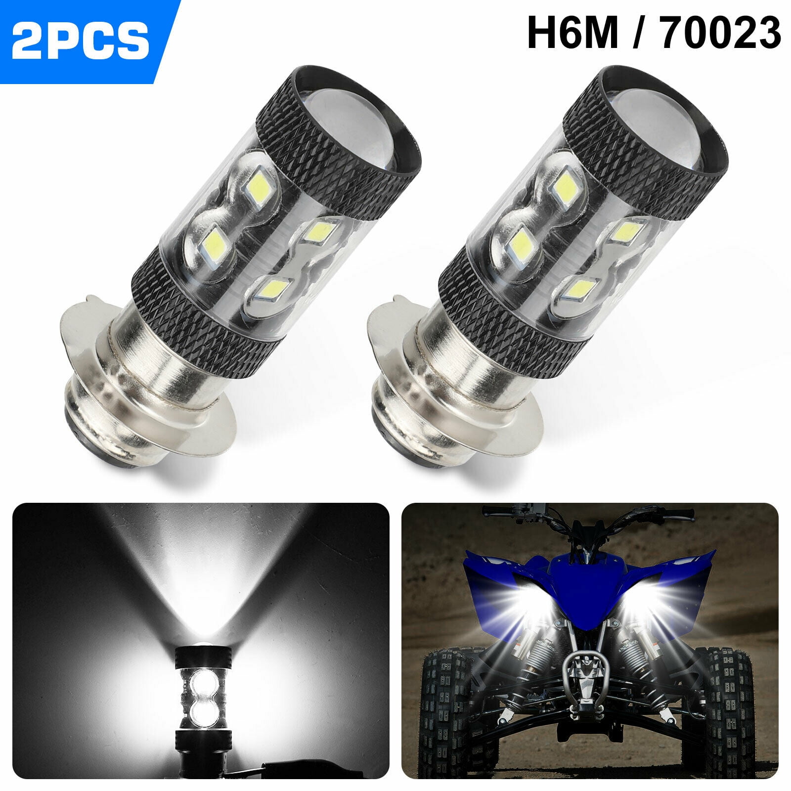 2Pcs H6 Motorcycle Bright HID White LED Headlight Light Bulbs Upgrade Fit Yamaha 