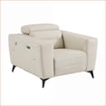 thumbnail image 5 of Recliners, Power Recliner with USB Charger, Top Grain Italian Leather | Beige | Reinforced Hardwood & Brazilian Wood Frame, 5 of 11