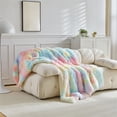 thumbnail image 6 of Ombre Plush Throw Blanket for Couch Sofa and Bed, Ultra Soft Cozy Flannel Fleece Blanket, Blankets for Beds and Shawl Blanket for Home Bedroom, Rainbow, 39"x59", 6 of 8