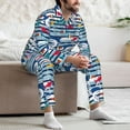 thumbnail image 7 of Yiaed Fish And Shark Print Men’s Pajamas Set - Long Sleeve Button Down Sleep Shirt and Pajama Bottoms Sleepwear Set Mens Pjs Sets Men's Pajama Bottoms-Large, 7 of 7