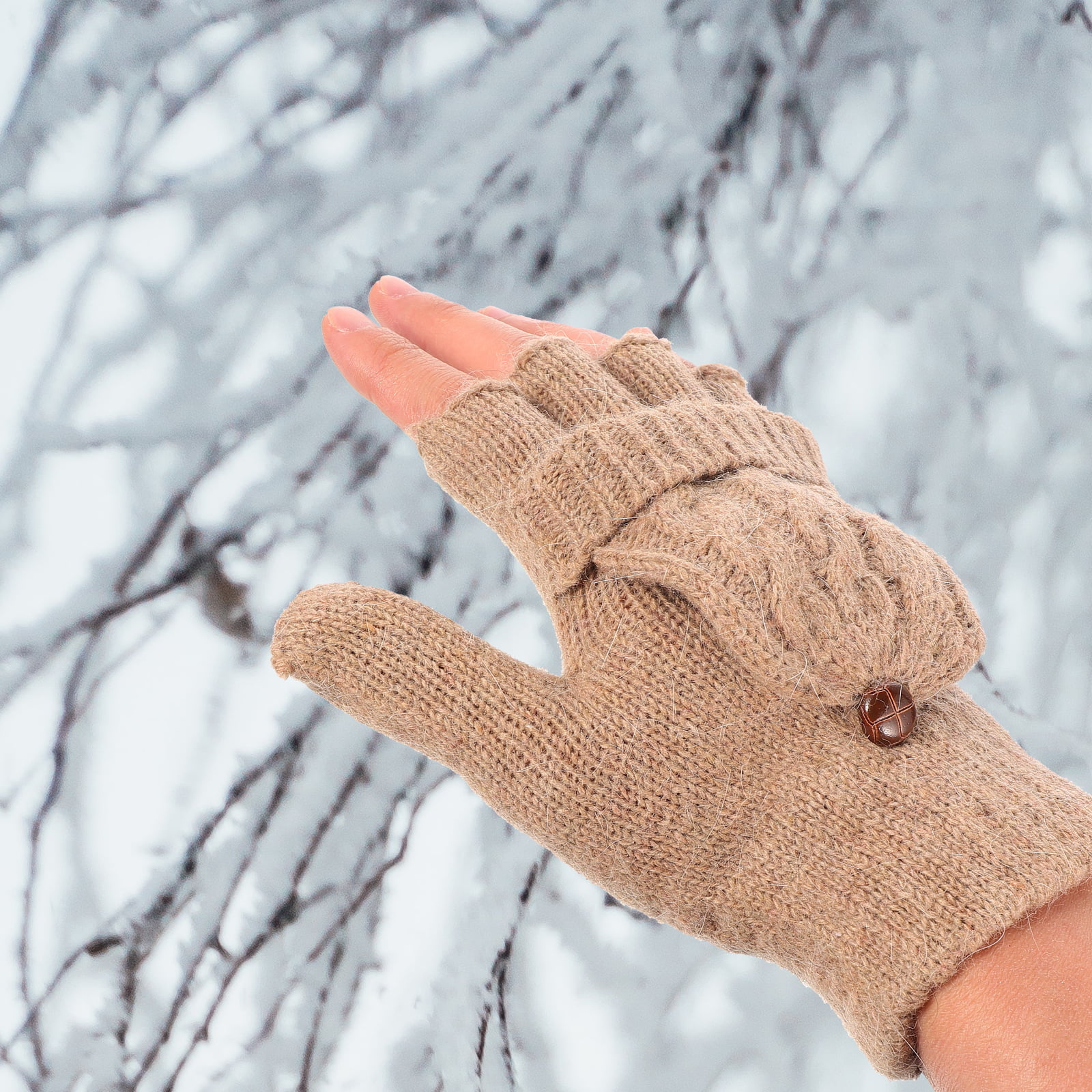Fingerless Gloves - Womens Winter Warm Gloves Half Finger Mittens Knitted  Gloves Wool Mittens For Cold Weather Windproof 