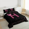 thumbnail image 3 of Manfei Personalized Initial Alphabet H 3 Pieces Queen Comforter Set for Teens Adults,Kawaii Ribbon Bowtie Ultra Soft Bedding Sets,Black Pink Bedding Comforter Set Breathable,Blingg Litter Home Decor, 3 of 8