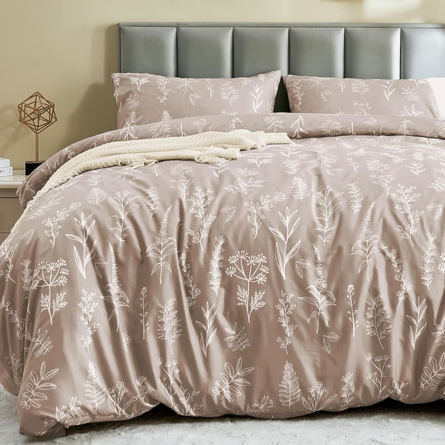Duvet Cover Queen Size Reversible Floral Duvet Cover Set with Zipper Closure Pieces Botanical Patterns Soft Microfiber Bedding Set (&#;x Pillow Cases &#;×&#