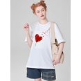 thumbnail image 1 of Camiseta de manga corta con estampado de corazón para mujer, camisetas gráficas para mujer, camisetas deportivas de ocio, 1 of 7