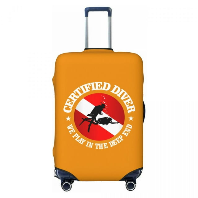 Custom Shark Certified Diver Travel Luggage Cover Dust Proof Scuba Diving Suitcase Cover Protector Fit 18-32 Inch