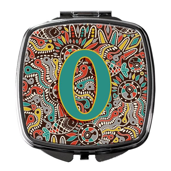 Letter O Retro Tribal Alphabet Initial Compact Mirror