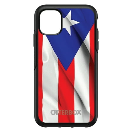 DistinctInk OtterBox Symmetry Custom Case for Apple iPhone 15 (6.1" Screen) - Red White Blue Puerto Rico Flag - Raised Bezel Screen Guard