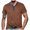 Coffee, variant on uikmnh Men's T Shirts European Color Blocked Button Open Neck Men Trendy Comfortable Loose Casual Business Short Sleeved T Shirt Size:XL