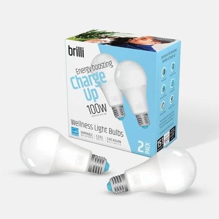 

Brilli Charge Up LED Circadian Wellness Light Bulb 15 Watts (100W Equivalent) A21 E26 Base Dimmable Cool White 2-Pack