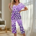 thumbnail image 2 of QLEICOM Womens Pajama Sets,Pajamas for Women Set,2 Pack Women's Pajama Sets Short Sleeve Two-Piece Pjs V Neck Tops and Capri Pants Print Lounge Sets, 2 of 6