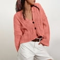 thumbnail image 2 of iHPH7 Cropped Cardigan Sweaters for Women Cable Knit Cardigan Women Long Sleeve Cardigan for Women Sweater Jacket for Women Fall Fashion Knits Clothing Watermelon Red XL, 2 of 8