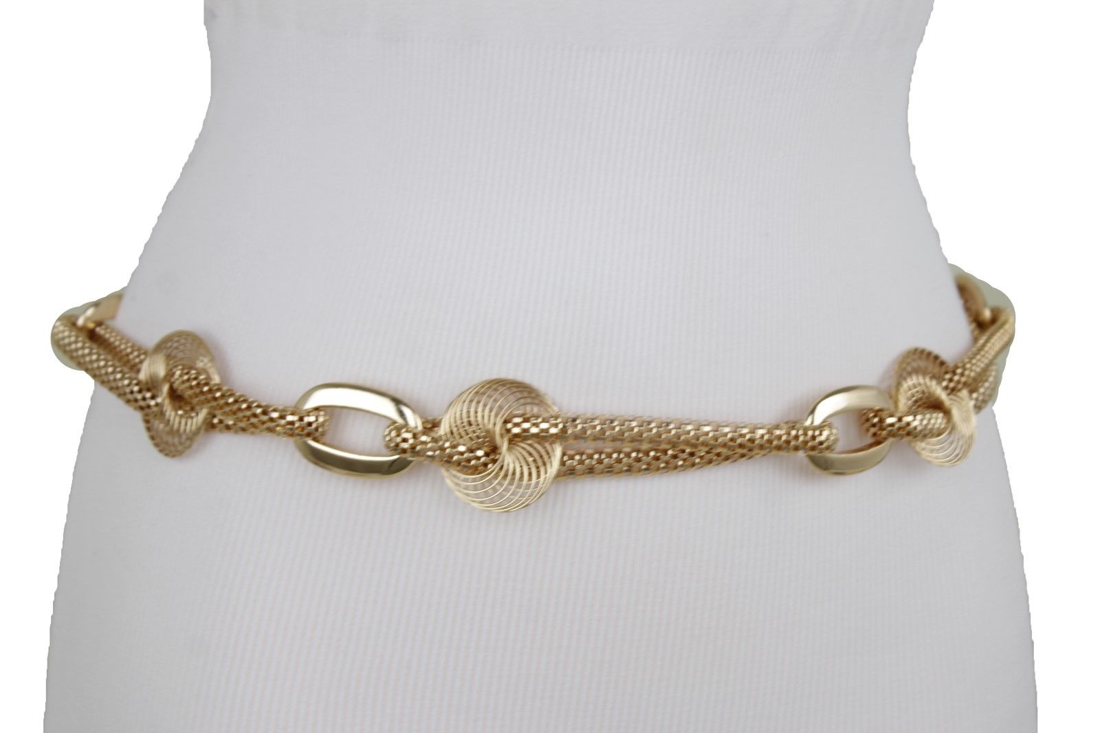 Cute Women Belt Hip Waist Skinny Gold Mesh Metal Chains Link Beads