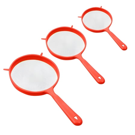 ACDANC Set of 3 Multi Purpose Plastic Strainers with Handle Sieve Mesh Colander Flour Kitchen